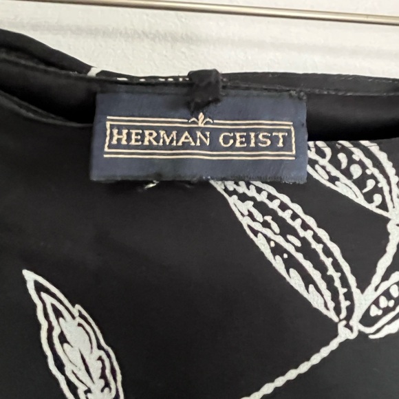 Herman Geist Vintage Wrap Sarong Floral Skirt Black and White Womens Size L - Picture 2 of 4